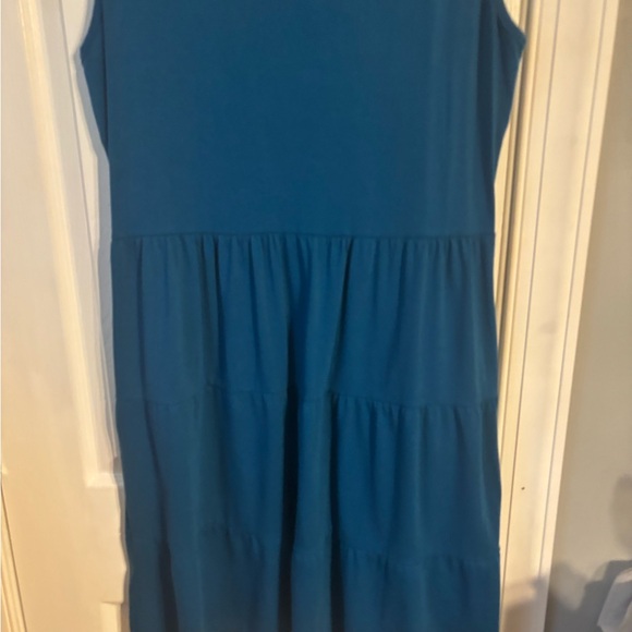 V-neck Tank Dress With Button Accents and Pockets Teal XL - Picture 4 of 4